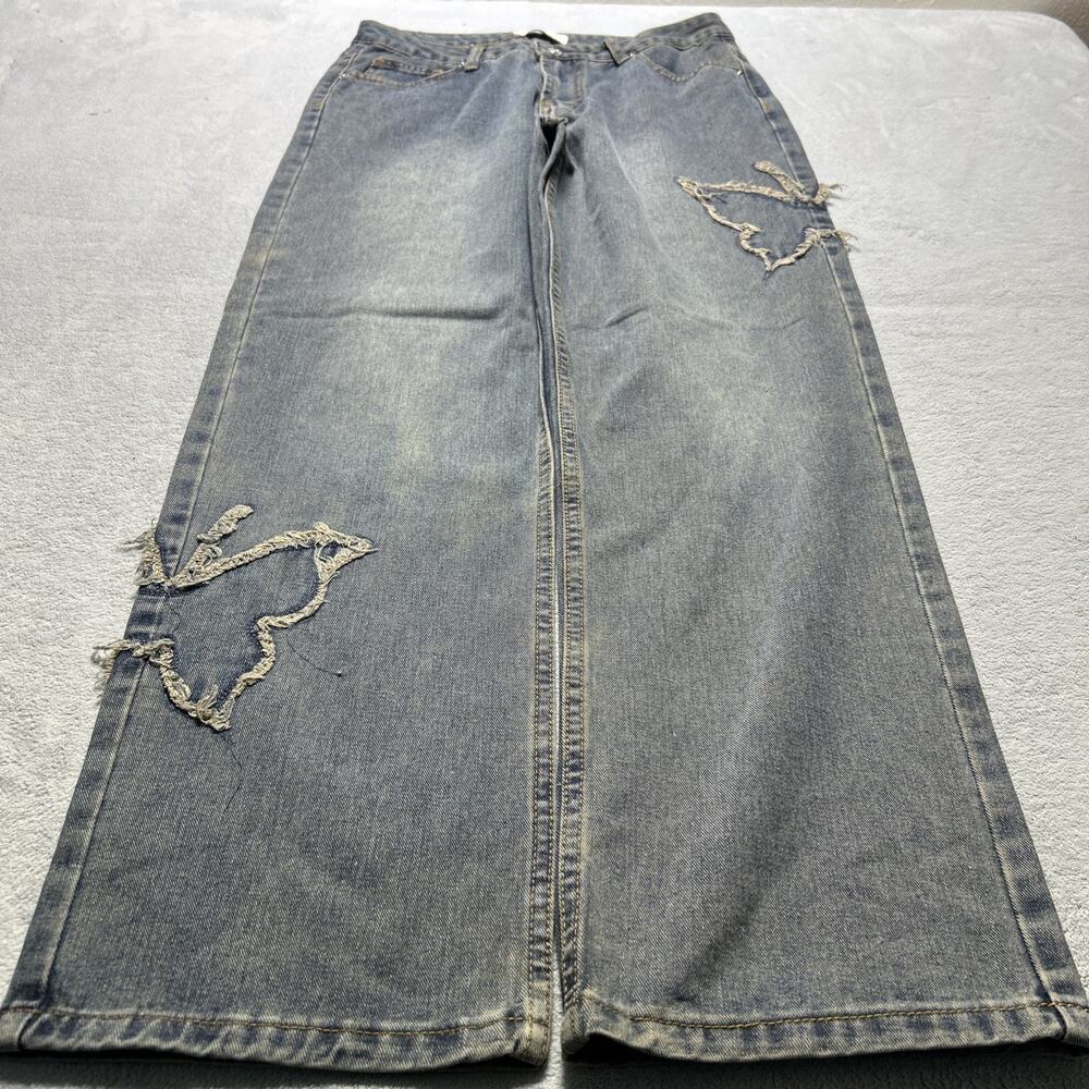 Y2k 2000s Patchwork Beyond Baggy Jeans sz 7 32x31 Wide leg Loose Hamilton Baggie